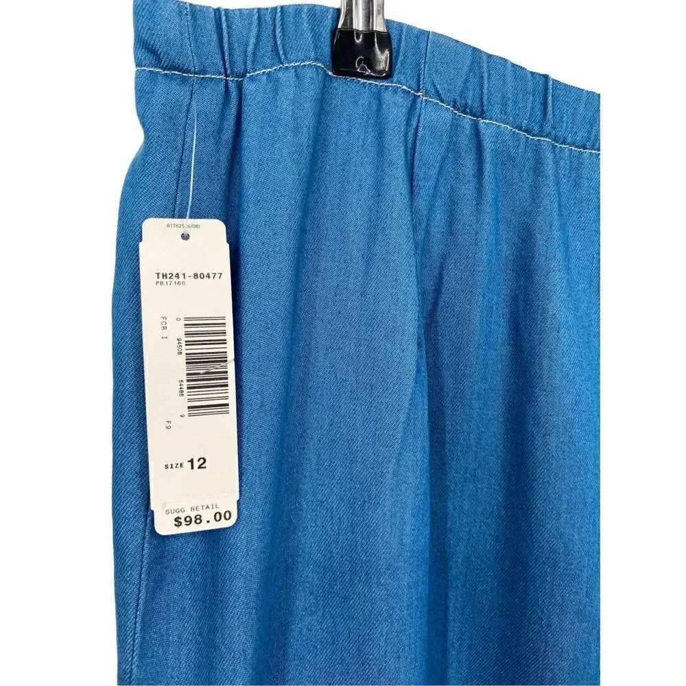 Pendleton Wide Leg Cropped Comfort Pants Blue Size 12 NWT - Picture 6 of 10